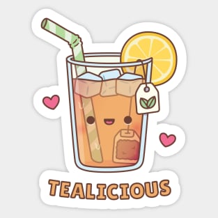 Cute Iced Lemon Tea Tealicious Pun Sticker